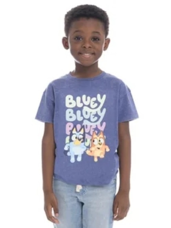 Bluey Other - Blue Graphic Short Sleeve Kids Tee with Playful Character Print